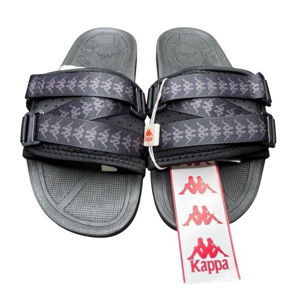 New With Box Kappa Unisex Luria slides Size 4 Black On Black - Picture 1 of 10